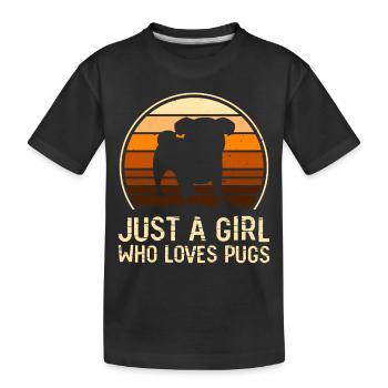 Mops Hund - Kinder Premium Bio T-Shirt - Schwarz - Vorne