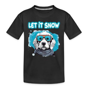 Hund mit Skibrille Schnee Schneefall für eine - Kinder Premium Bio T-Shirt - Schwarz - Vorne