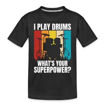 Schlagzeug Schlagzeuger Drummer - Kinder Premium Bio T-Shirt - Schwarz - Vorne