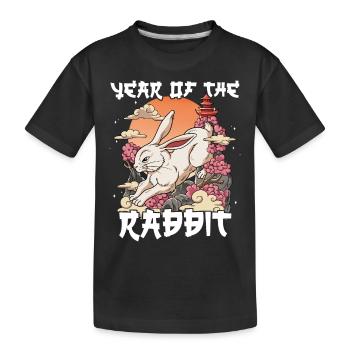 Jahr Des Kaninchen Mondneujahrsfest Chinesisches - Kinder Premium Bio T-Shirt - Schwarz - Vorne