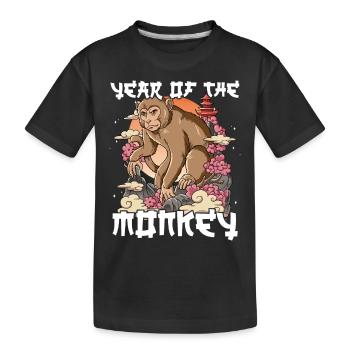 Année du Singe Nouvel An lunaire chinois - T-shirt bio Premium Enfant - noir - Devant