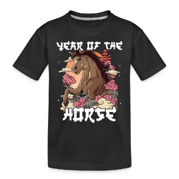 Jahr Des Pferdes Mondneujahrsfest Chinesisches - Kinder Premium Bio T-Shirt - Schwarz - Vorne