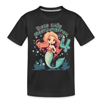 Diese kleine Meerjungfrau ist 4 - 4. Geburtstag - Kinder Premium Bio T-Shirt - Schwarz - Vorne