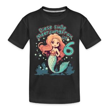 Diese kleine Meerjungfrau ist 6 - 6. Geburtstag - Kinder Premium Bio T-Shirt - Schwarz - Vorne