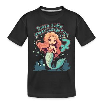 Diese kleine Meerjungfrau ist 7 - 7. Geburtstag - Kinder Premium Bio T-Shirt - Schwarz - Vorne