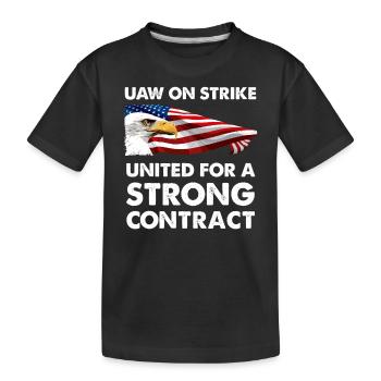 UAW streikt - Gemeinsam für einen starken Vertrag - Kinder Premium Bio T-Shirt - Schwarz - Vorne