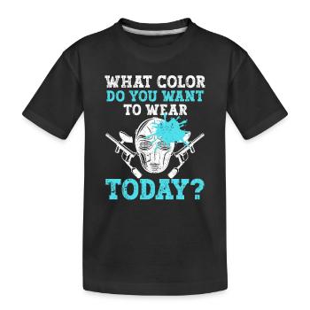 What color do you want to wear today Paintball Team - Kids' Premium Organic T-Shirt - black - Front