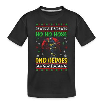 Ho Ho Schlauch Und Helden Feuerwehr Weihnachten - Kinder Premium Bio T-Shirt - Schwarz - Vorne