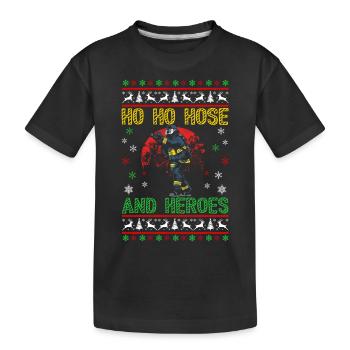 Ho Ho Schlauch Und Helden Feuerwehr Weihnachten - Kinder Premium Bio T-Shirt - Schwarz - Vorne