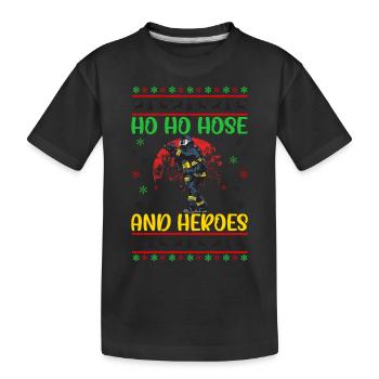Ho Ho Schlauch Und Helden Feuerwehr Weihnachten - Kinder Premium Bio T-Shirt - Schwarz - Vorne