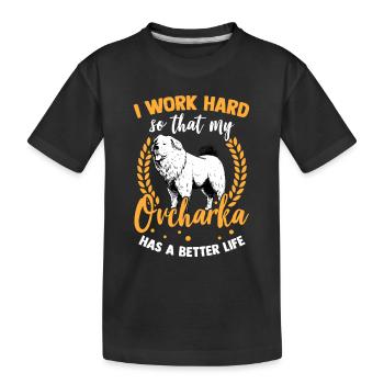 Arbeite für Owtscharka Kaukasischer Schäferhund - Kinder Premium Bio T-Shirt - Schwarz - Vorne