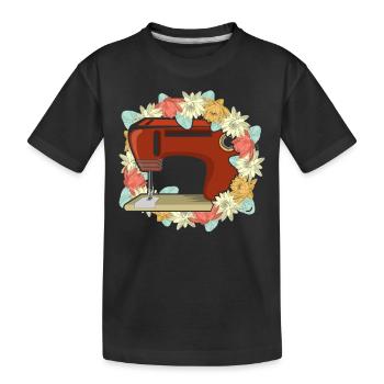 Fleurs Fleurs Couturière Machine à coudre Cadeau Coudre - T-shirt bio Premium Enfant - noir - Devant