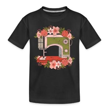 Nähmaschine Handarbeit Näherin Geschenk Nähen - Kinder Premium Bio T-Shirt - Schwarz - Vorne