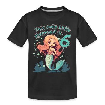 Cette petite sirène a son 6ème à 6ème anniversaire. - T-shirt bio Premium Enfant - noir - Devant