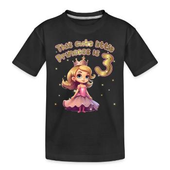 This little princess is 3 - 3rd birthday - Kids' Premium Organic T-Shirt - black - Front