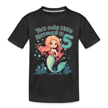 This Little Mermaid has a 5 - 5th birthday - Kids' Premium Organic T-Shirt - black - Front