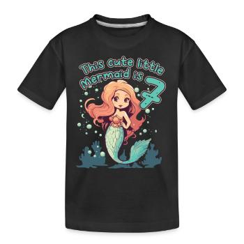 This Little Mermaid is 7 - 7th birthday - Kids' Premium Organic T-Shirt - black - Front