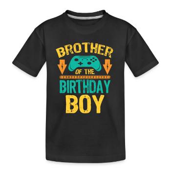 Bro Brother Of the Birthday Boy Gaming Gift Idea - Kids' Premium Organic T-Shirt - black - Front