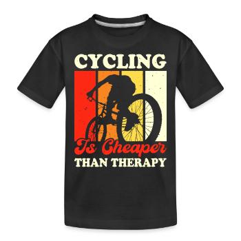 Le cyclisme coûte moins cher que la thérapie - T-shirt bio Premium Enfant - noir - Devant