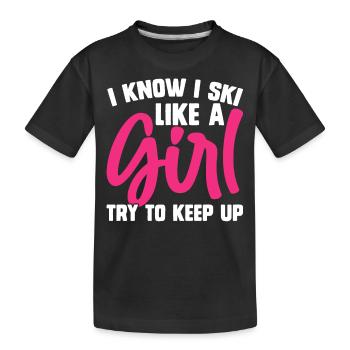 Ski Skiing Skiers - Kids' Premium Organic T-Shirt - black - Front