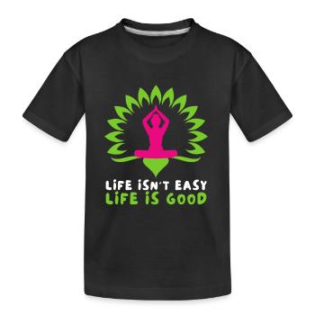 Citation motivante - La vie n’est pas facile La vie est belle - T-shirt bio Premium Enfant - noir - Devant