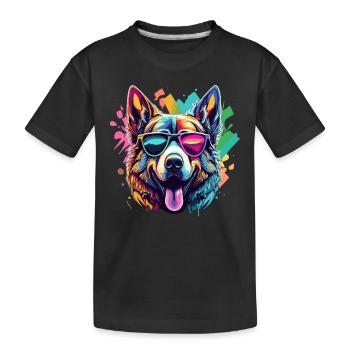 German Shepherd Colorful Sunglasses Artwork Animal Motif - Kids' Premium Organic T-Shirt - black - Front
