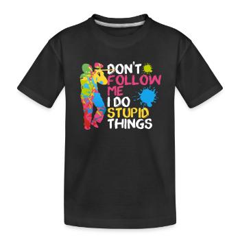Ne me suivez pas, je fais des bêtises Plus drôles - T-shirt bio Premium Enfant - noir - Devant