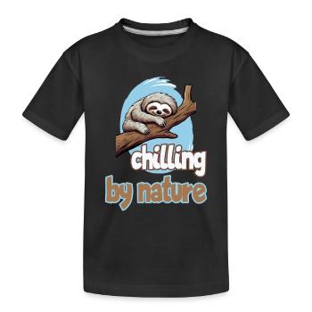 Chilling by Nature Faultier Chillen Entspannen - Kinder Premium Bio T-Shirt - Schwarz - Vorne