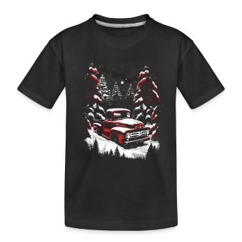 Ambiance nostalgique de Noël : camion vintage - T-shirt bio Premium Enfant - noir - Devant