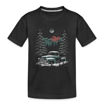 Ambiance nostalgique de Noël : camion vintage - T-shirt bio Premium Enfant - noir - Devant