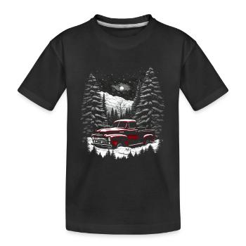 Ambiance nostalgique de Noël : camion vintage - T-shirt bio Premium Enfant - noir - Devant