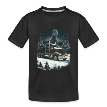 Chauffeur de camion de Noël Semi-remorque de Noël - T-shirt bio Premium Enfant - noir - Devant