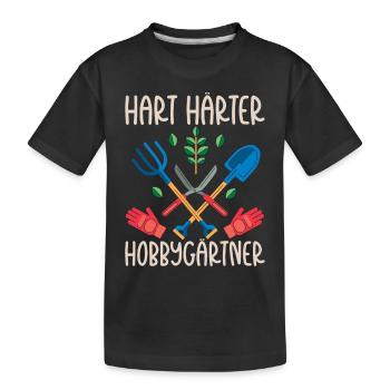 Schrebergarten Gartenbau Gartenarbeit - Kinder Premium Bio T-Shirt - Schwarz - Vorne