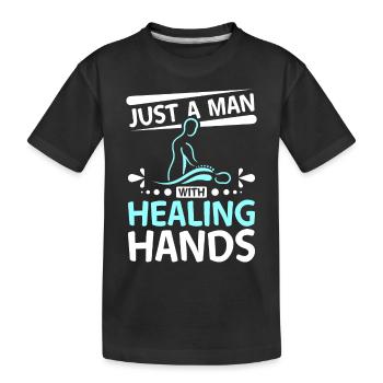 Juste un homme avec des mains guérisseuses Massothérapeute - T-shirt bio Premium Enfant - noir - Devant