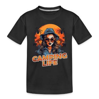 Halloween Camping Sorcière Costume Balai Citrouille - T-shirt bio Premium Enfant - noir - Devant