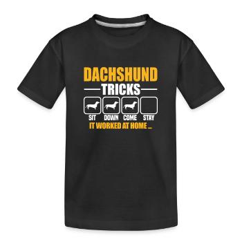 Dachshund Tricks - Kids' Premium Organic T-Shirt - black - Front