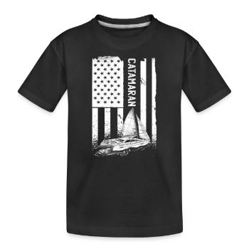 Catamaran voilier pavillon USA marin - T-shirt bio Premium Enfant - noir - Devant