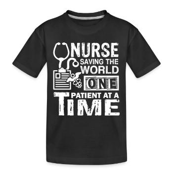Nurse Nurse Saving The World - Kids' Premium Organic T-Shirt - black - Front