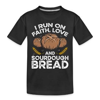 Je marche sur l’amour et le pain au levain - T-shirt bio Premium Enfant - noir - Devant
