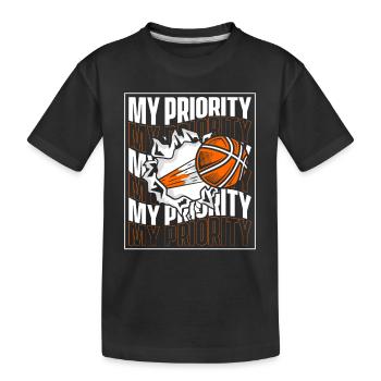 My Priority Basketballer Basketballkorb Basketball - Kinder Premium Bio T-Shirt - Schwarz - Vorne