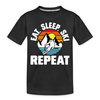 Ski Skiing Skiers - Kids' Premium Organic T-Shirt - black - Front