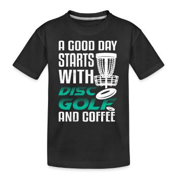 Une bonne journée commence avec Disc Golf Disc Golfer Frisb - T-shirt bio Premium Enfant - noir - Devant