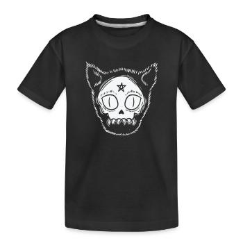 Katzenkopf Gothic mit Stern Grusel - Kinder Premium Bio T-Shirt - Schwarz - Vorne