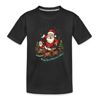 Verbreiten Sie Weihnachtsfreude mit Santa Claus - Kinder Premium Bio T-Shirt - Schwarz - Vorne