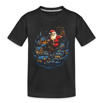 Verbreiten Sie Weihnachtsfreude mit Santa Claus - Kinder Premium Bio T-Shirt - Schwarz - Vorne