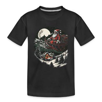 La fantaisie rencontre la fête du Père Noël avec un traîneau - T-shirt bio Premium Enfant - noir - Devant