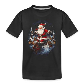 Verbreiten Sie Weihnachtsfreude mit Santa Claus - Kinder Premium Bio T-Shirt - Schwarz - Vorne