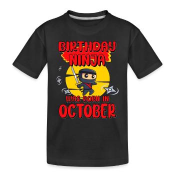 Anniversaire Ninja Octobre Bday Party Cadeau pour Bday - T-shirt bio Premium Enfant - noir - Devant