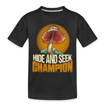 Champignon mycologue champion de cache-cache - T-shirt bio Premium Enfant - noir - Devant