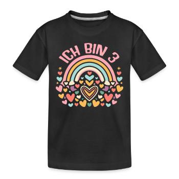 3 Jahre Mädchen Geschenk 3. Geburtstag - Kinder Premium Bio T-Shirt - Schwarz - Vorne